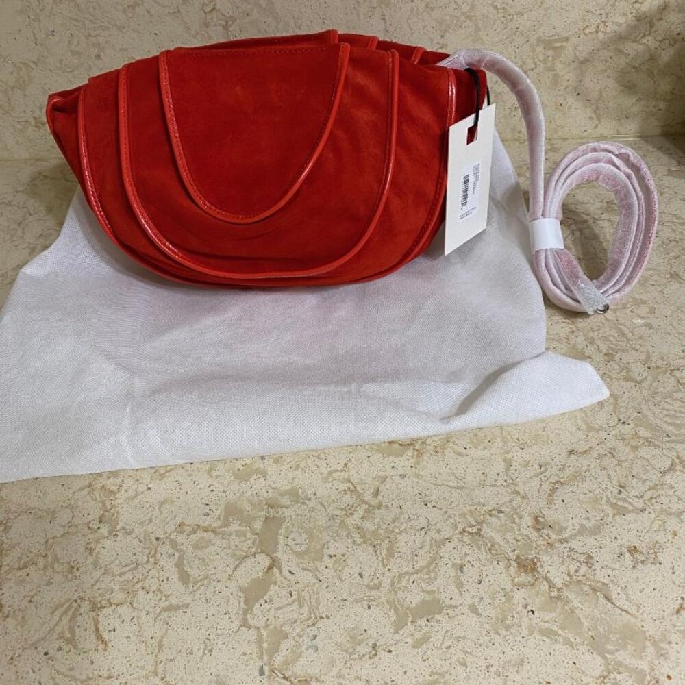 Staud NWT Wells Convertible Shoulder BAG/ Clutch Suede Red Rose (ORIG. $395) - Picture 6 of 6
